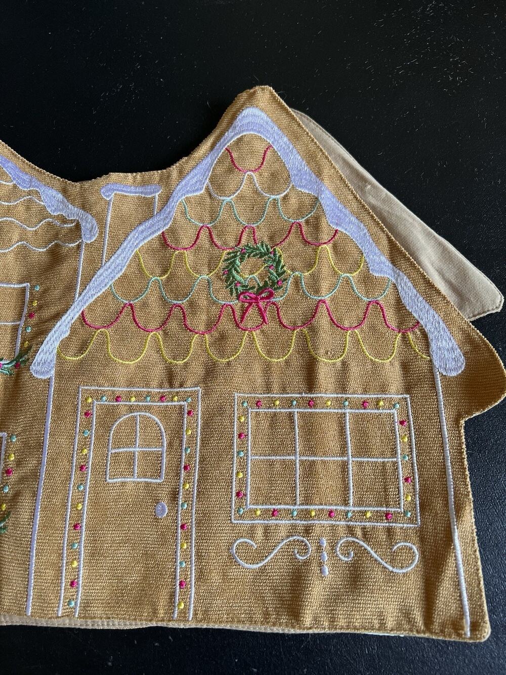 Cupcakes & Cashmere Gingerbread House Table Runner 13” X 45” Corduroy Embroidery